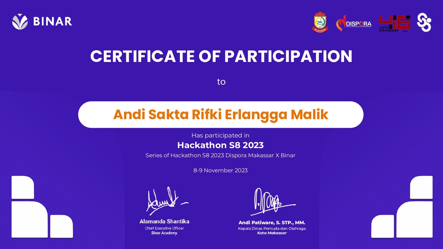 Hackathon Participant Certificate